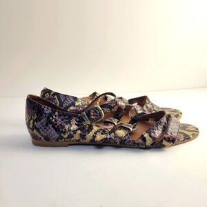 Jeffrey Campbell Cayman flat strappy sandals snakeskin print fairy grunge 7
